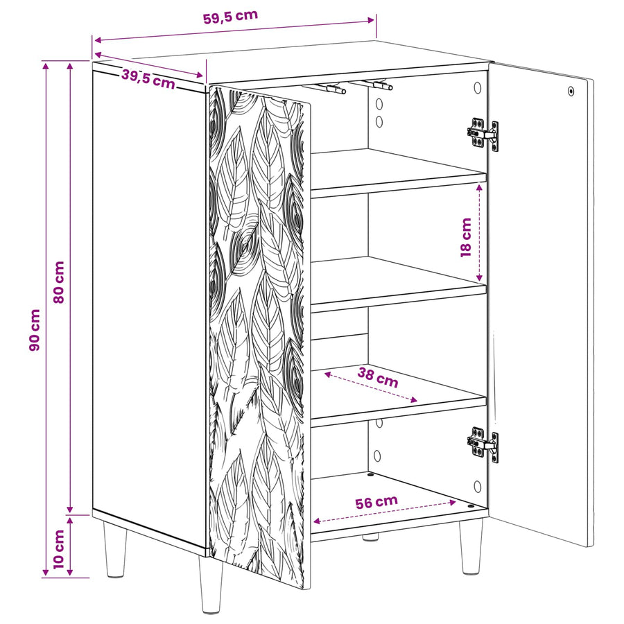 Schoenenkast DELFT 59,5 x 39,5 x 90 cm Bewerkt hout