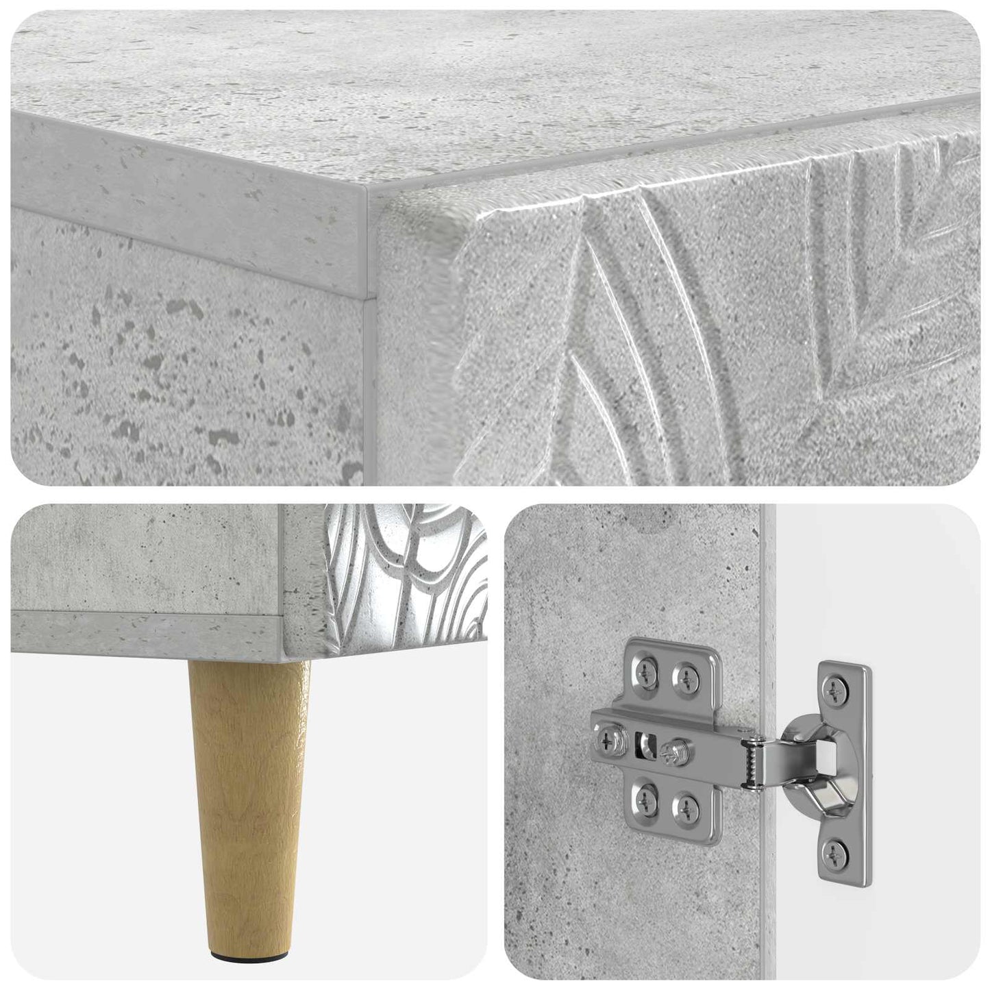 Schoenenkast DELFT 59,5 x 39,5 x 90 cm Bewerkt hout Betongrijs