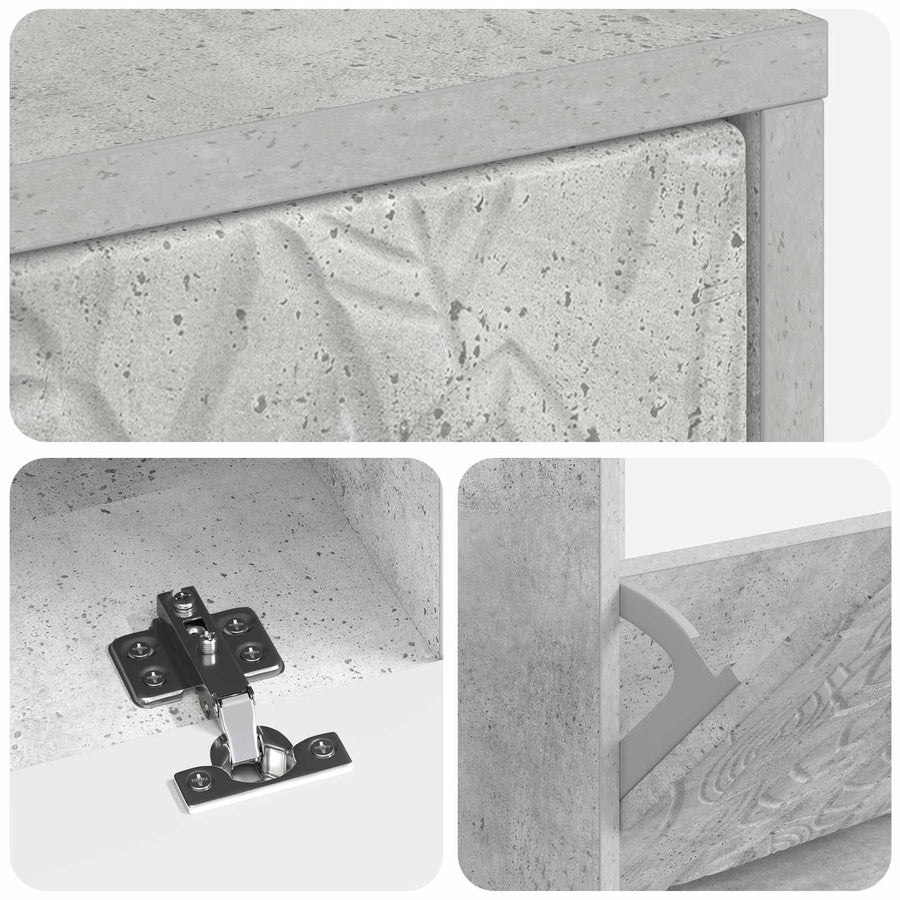 Schoenenkast DELFT 78 x 24 x 103 cm Bewerkt hout Betongrijs