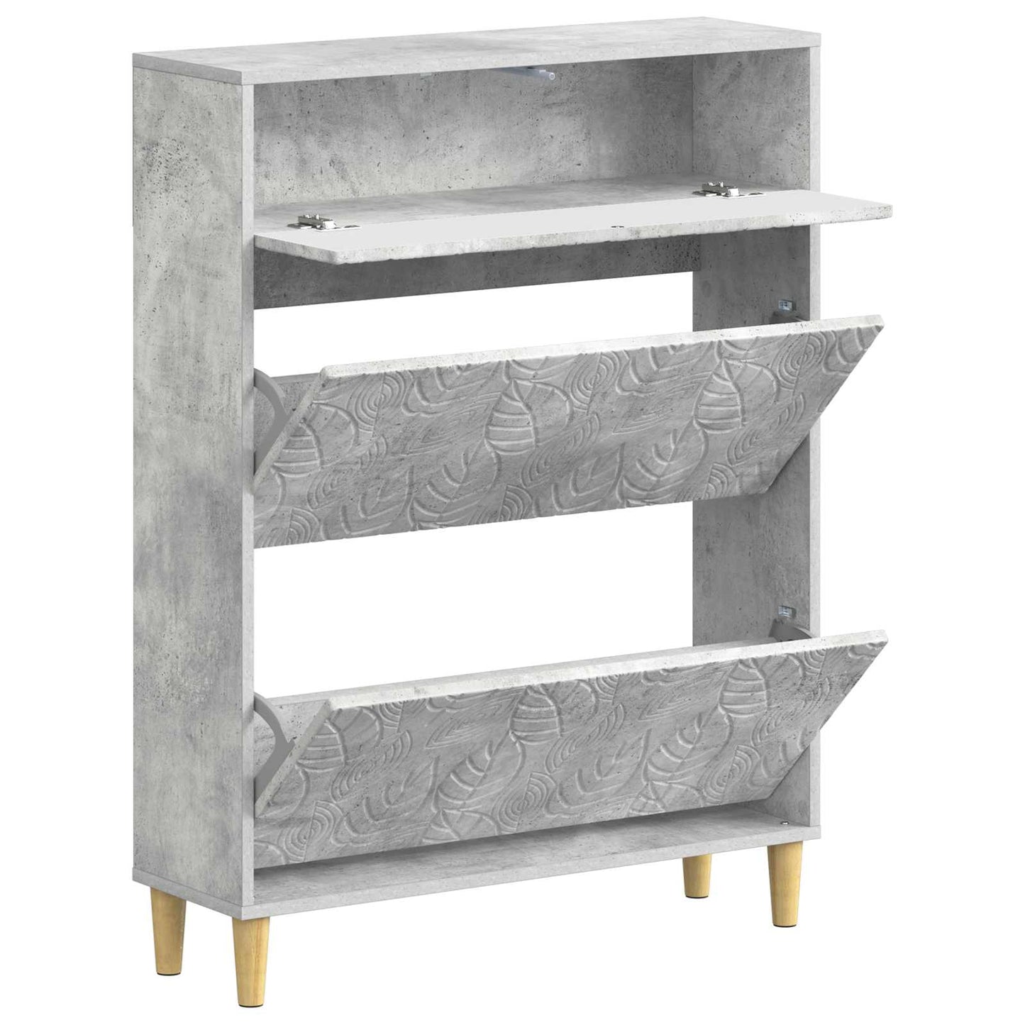 Schoenenkast DELFT 78 x 24 x 103 cm Bewerkt hout Betongrijs