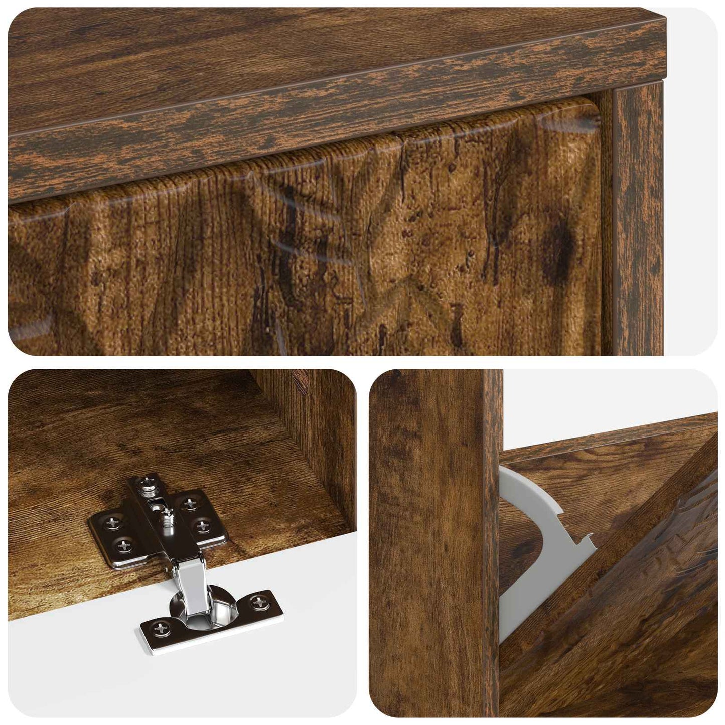 Schoenenkast DELFT 78 x 24 x 103 cm Bewerkt hout Gerookt eiken