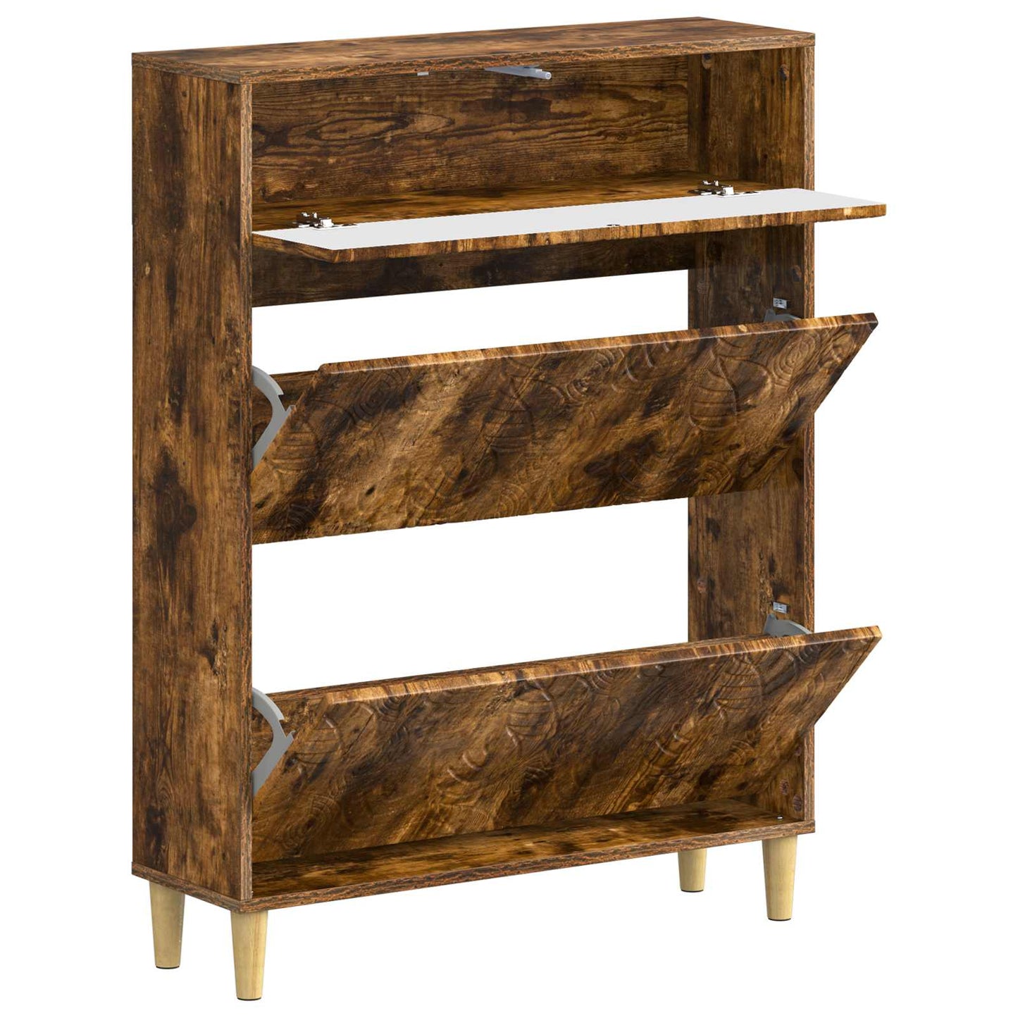 Schoenenkast DELFT 78 x 24 x 103 cm Bewerkt hout Gerookt eiken
