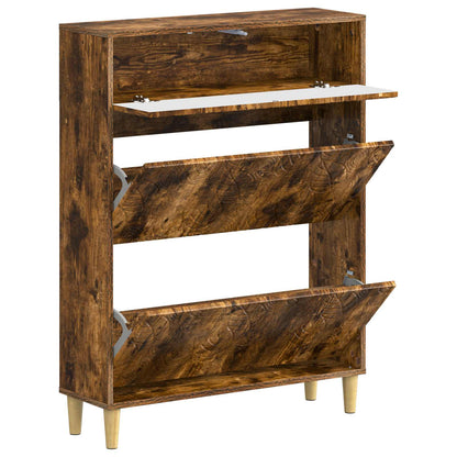 Schoenenkast DELFT 78 x 24 x 103 cm Bewerkt hout Gerookt eiken
