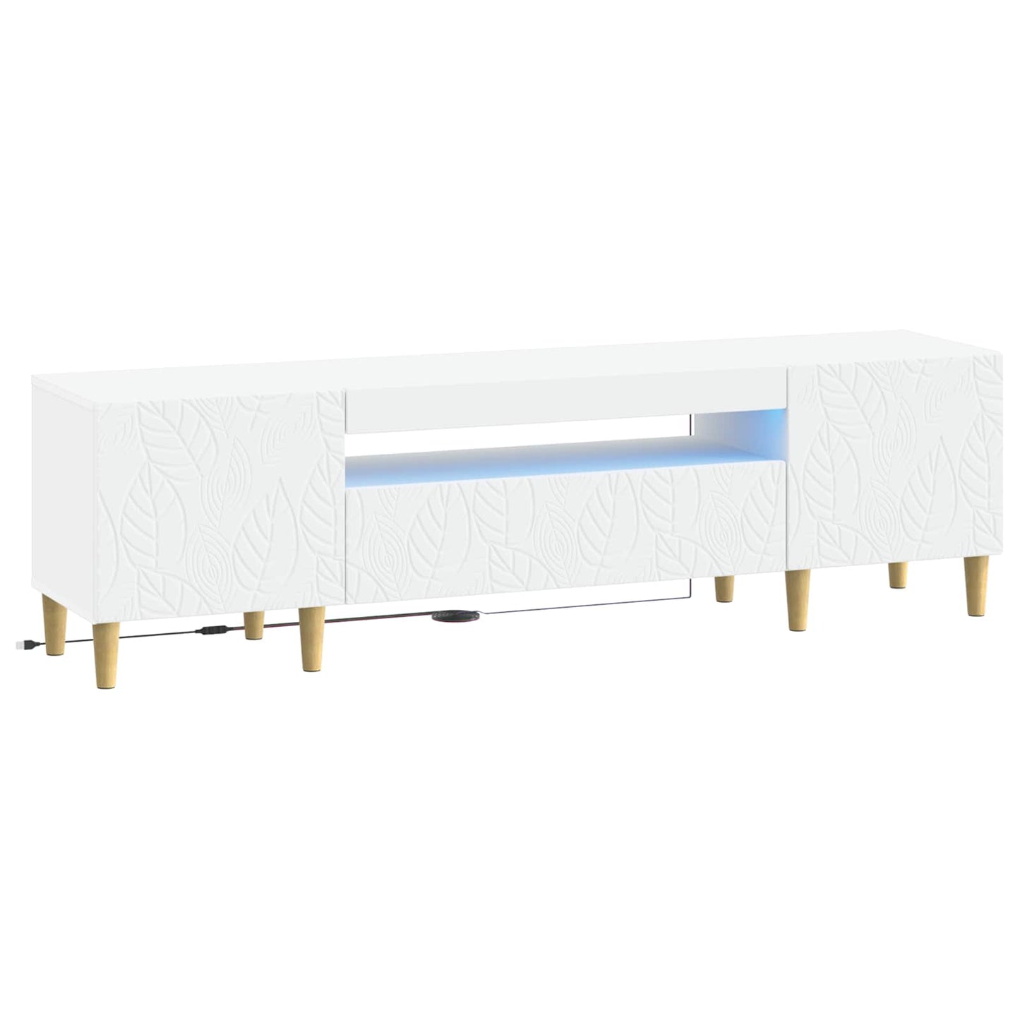 LED tv-meubel Wit Bewerkt hout
