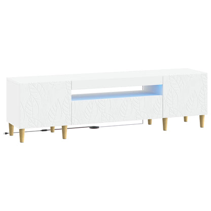 LED tv-meubel Wit Bewerkt hout