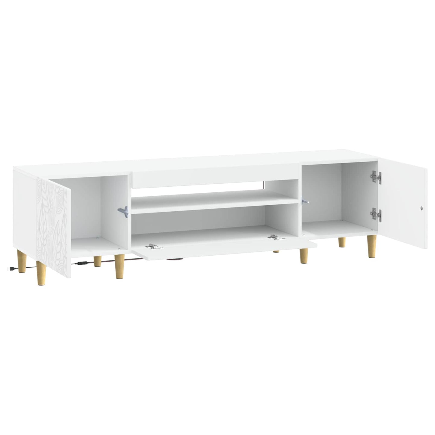 LED tv-meubel Wit Bewerkt hout