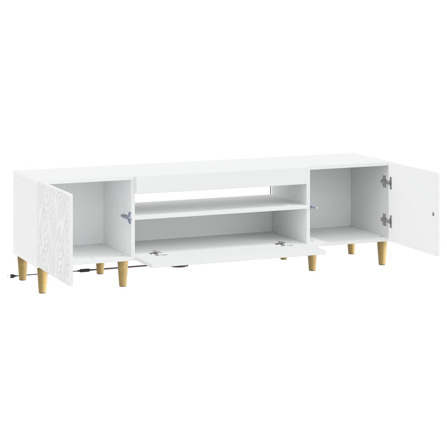 LED tv-meubel Wit Bewerkt hout