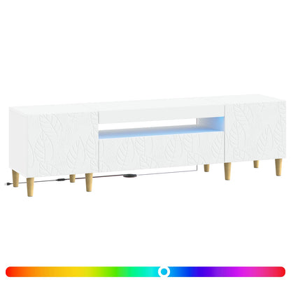 LED tv-meubel Wit Bewerkt hout