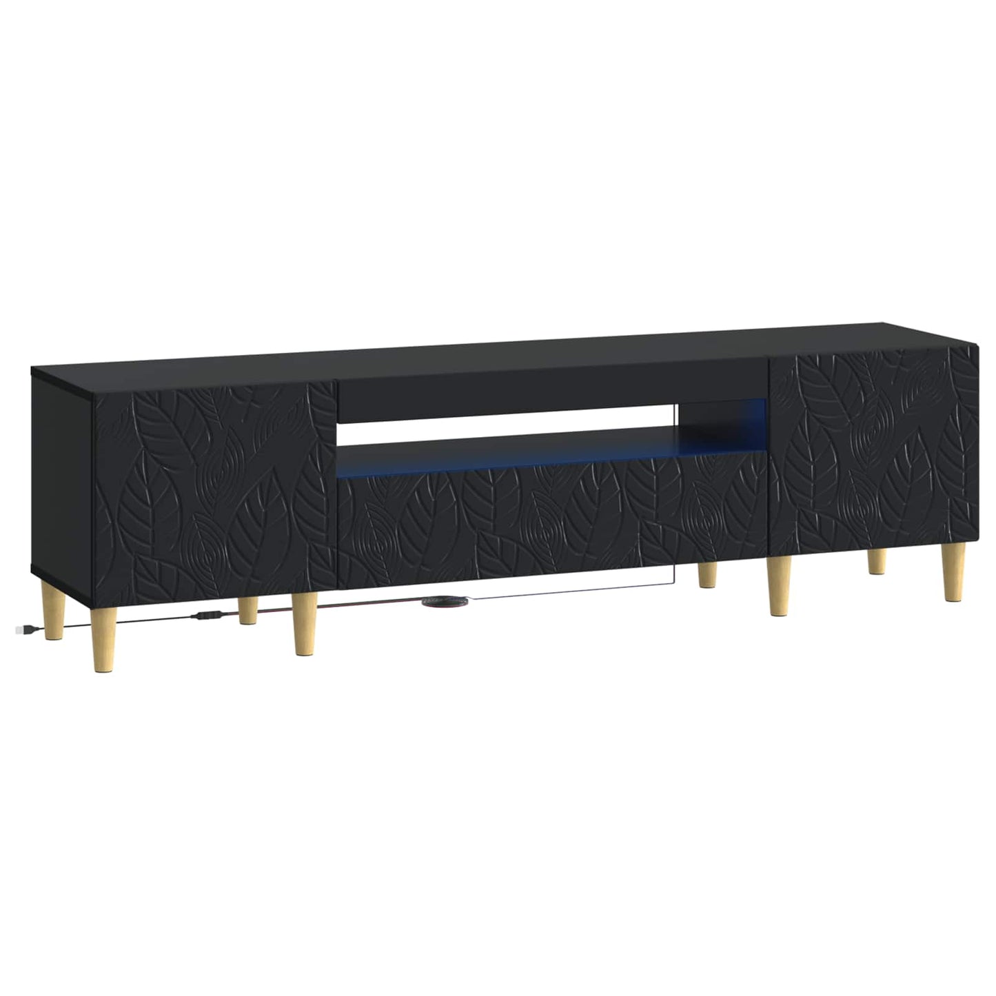 LED tv-meubel Zwart Bewerkt hout