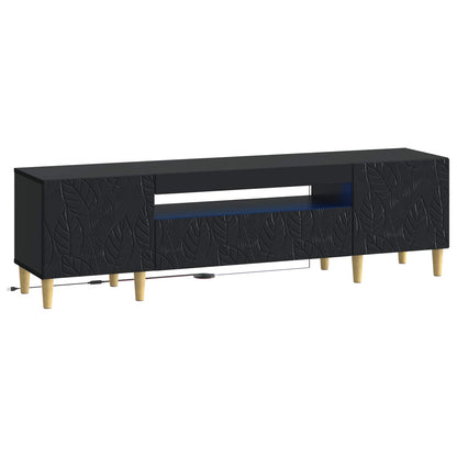 LED tv-meubel Zwart Bewerkt hout