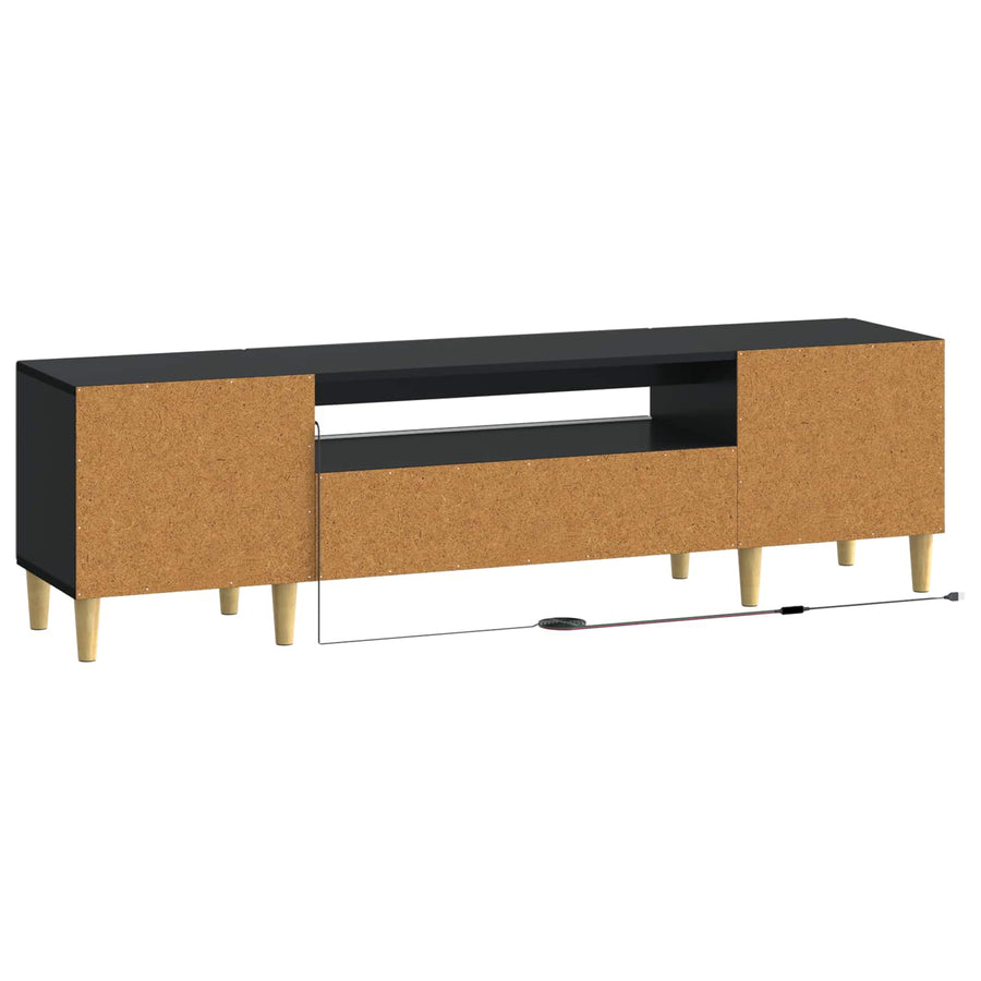 LED tv-meubel Zwart Bewerkt hout