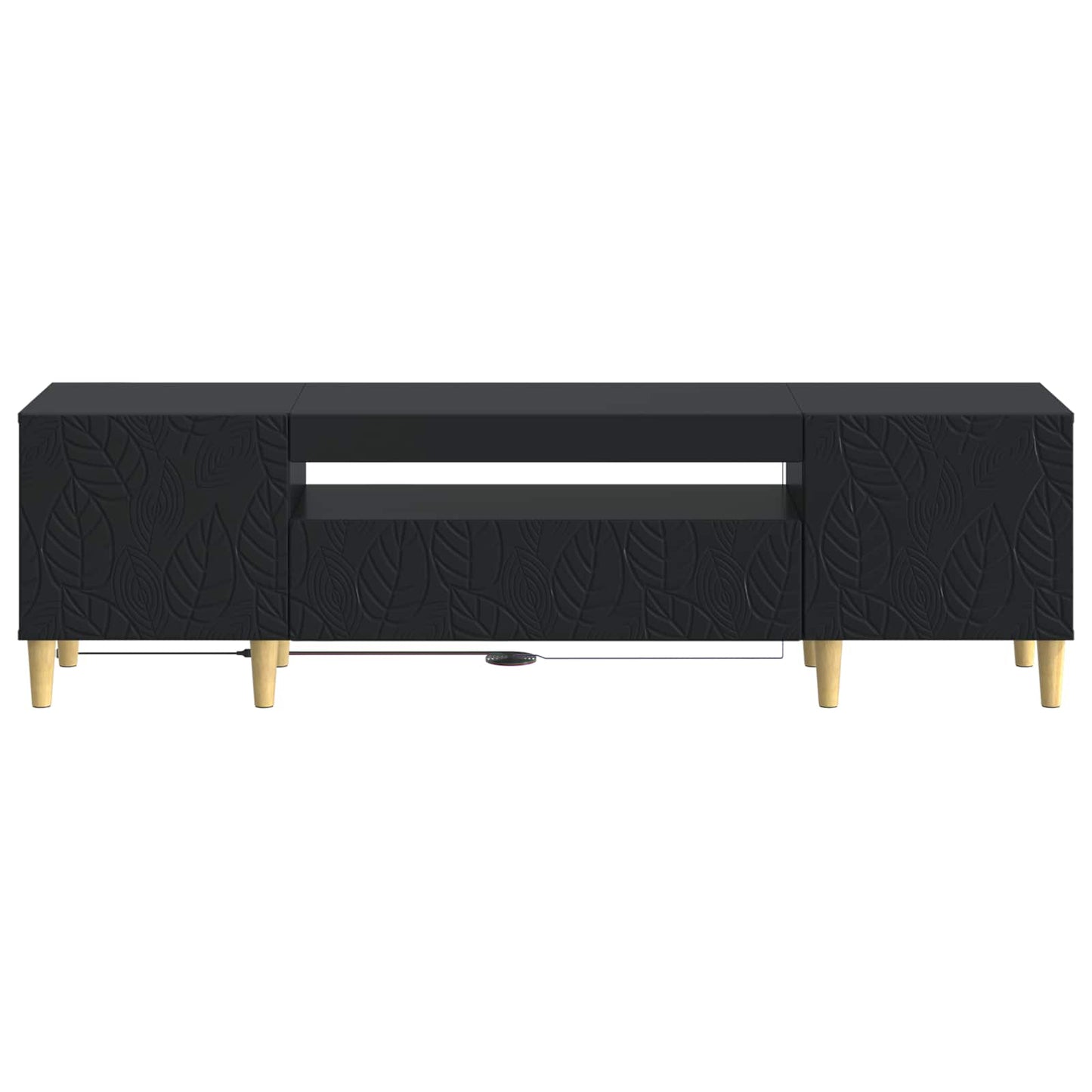 LED tv-meubel Zwart Bewerkt hout