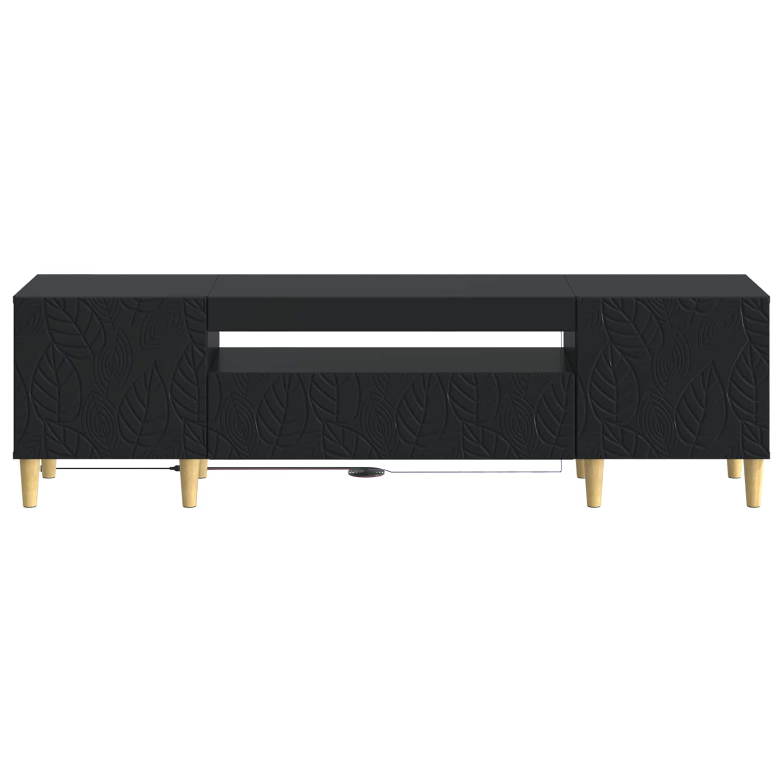 LED tv-meubel Zwart Bewerkt hout
