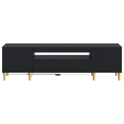 LED tv-meubel Zwart Bewerkt hout