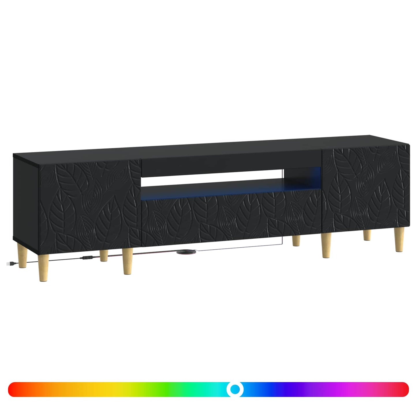 LED tv-meubel Zwart Bewerkt hout