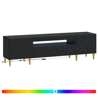 LED tv-meubel Zwart Bewerkt hout