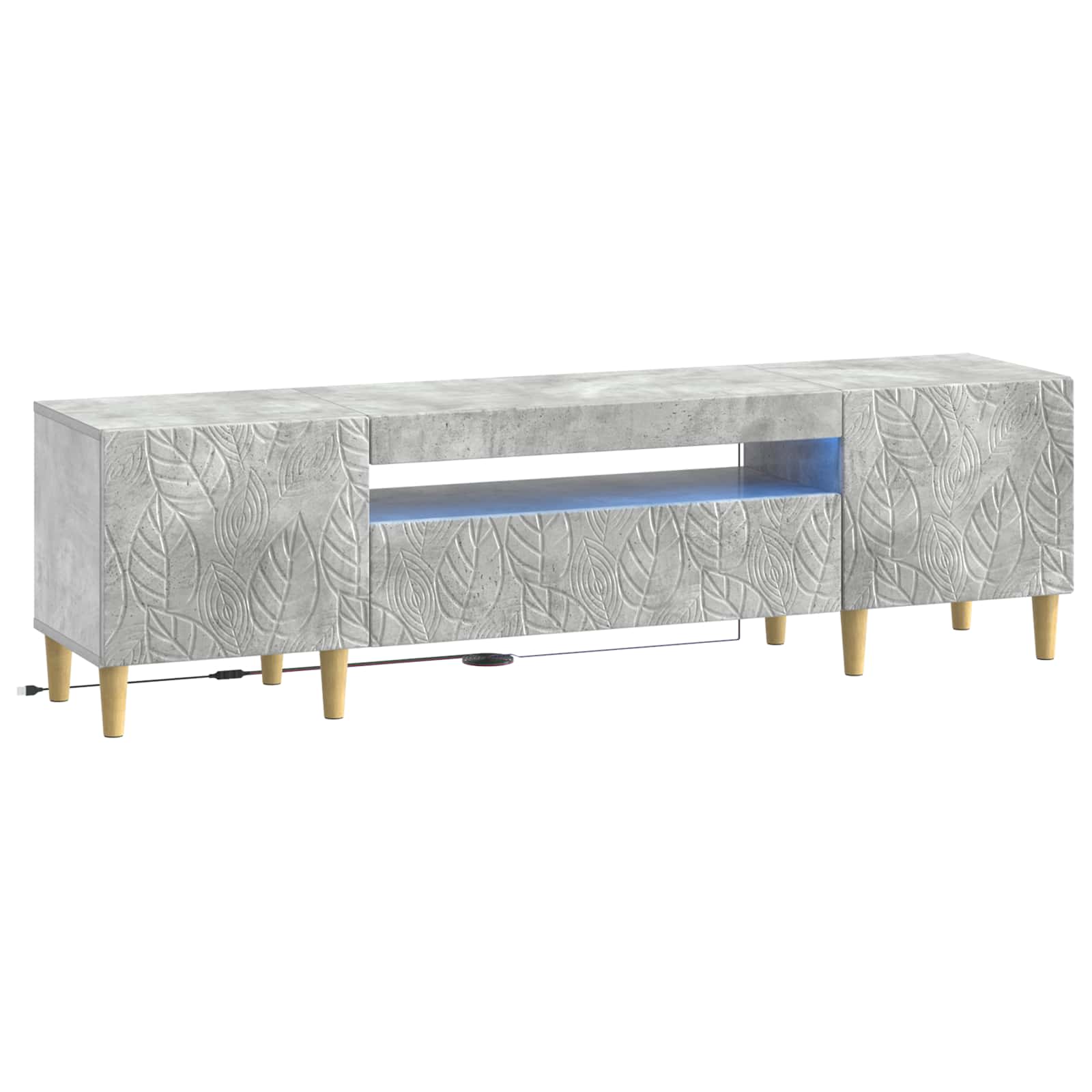 LED tv-meubel Betongrijs Bewerkt hout