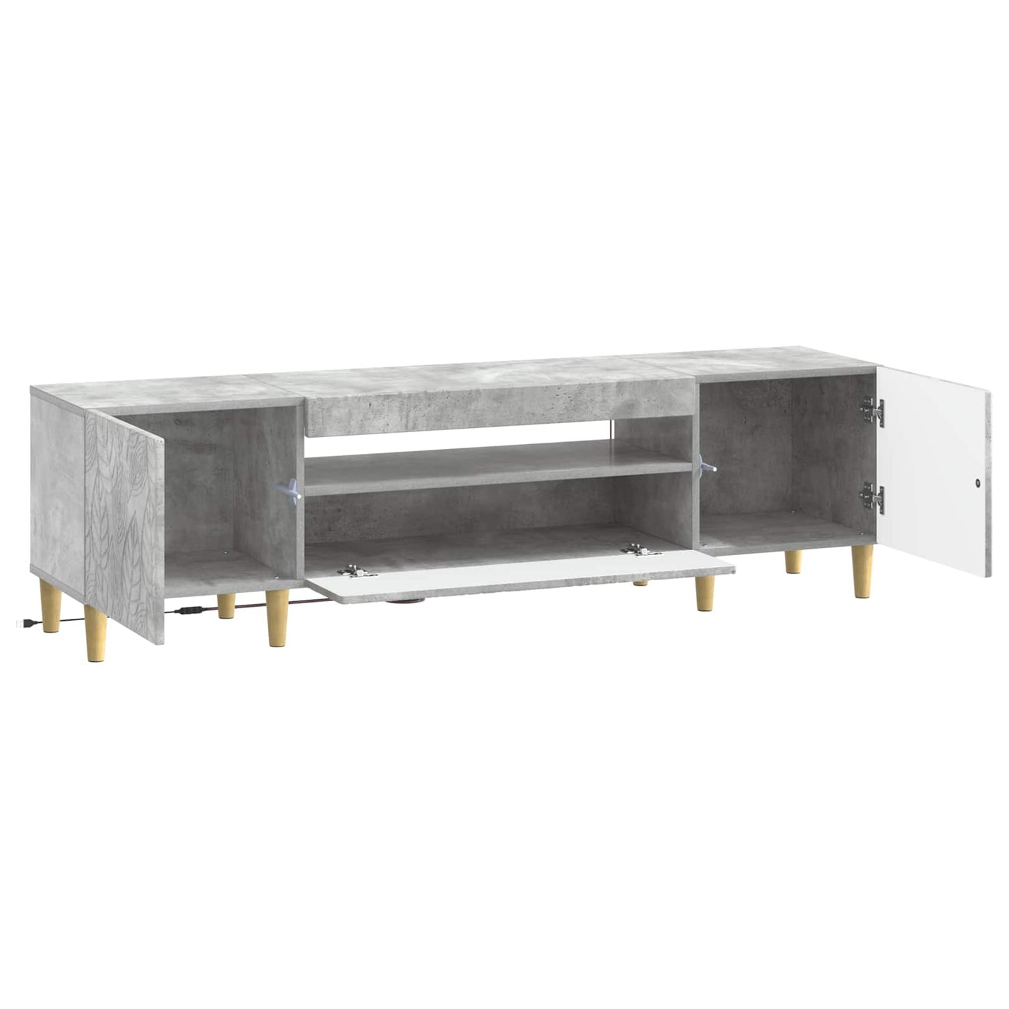 LED tv-meubel Betongrijs Bewerkt hout