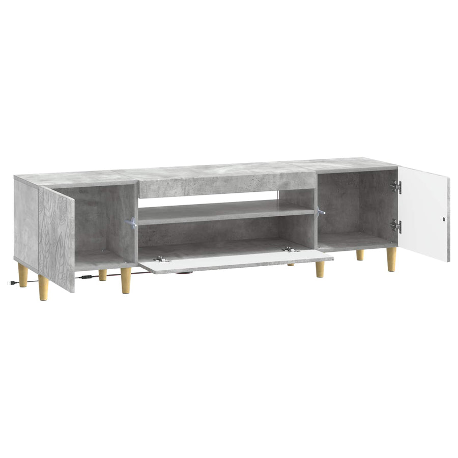 LED tv-meubel Betongrijs Bewerkt hout