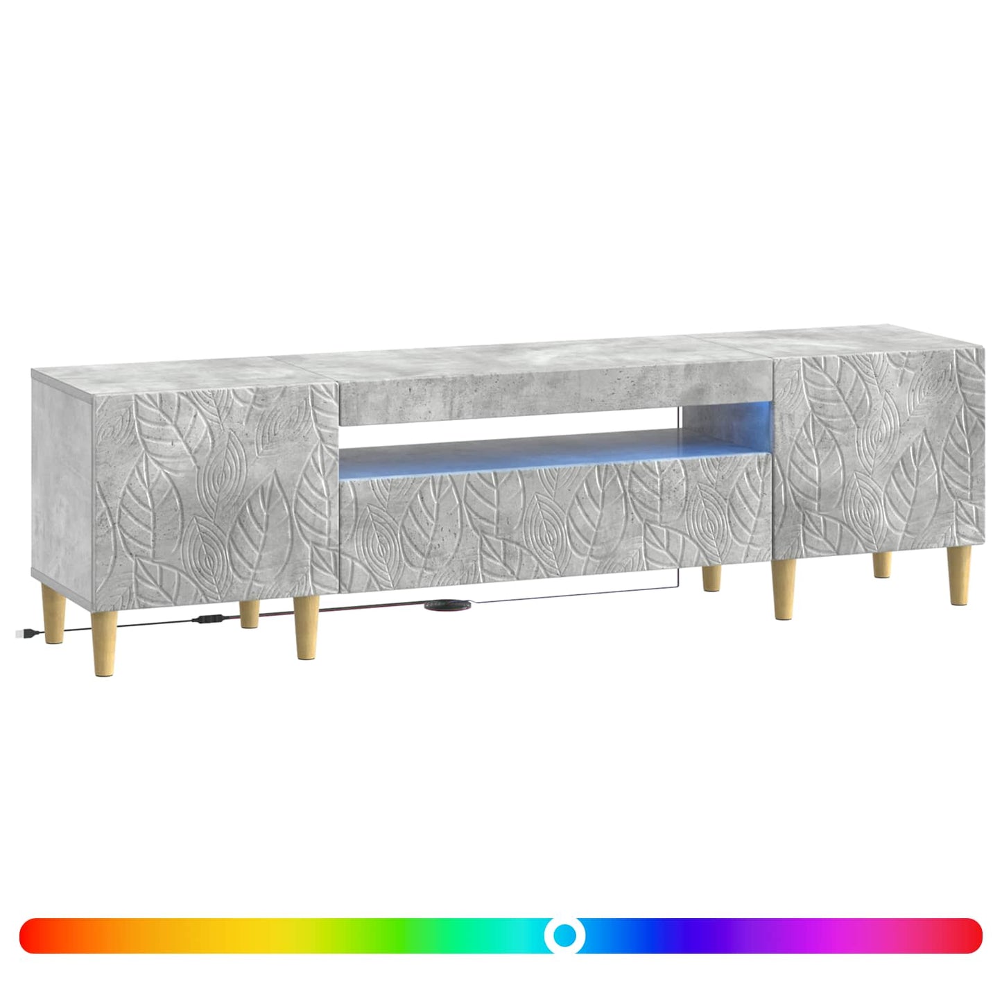LED tv-meubel Betongrijs Bewerkt hout