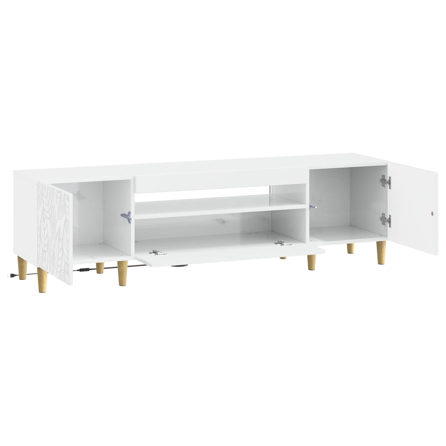 LED tv-meubel Hoogglans Wit Bewerkt hout