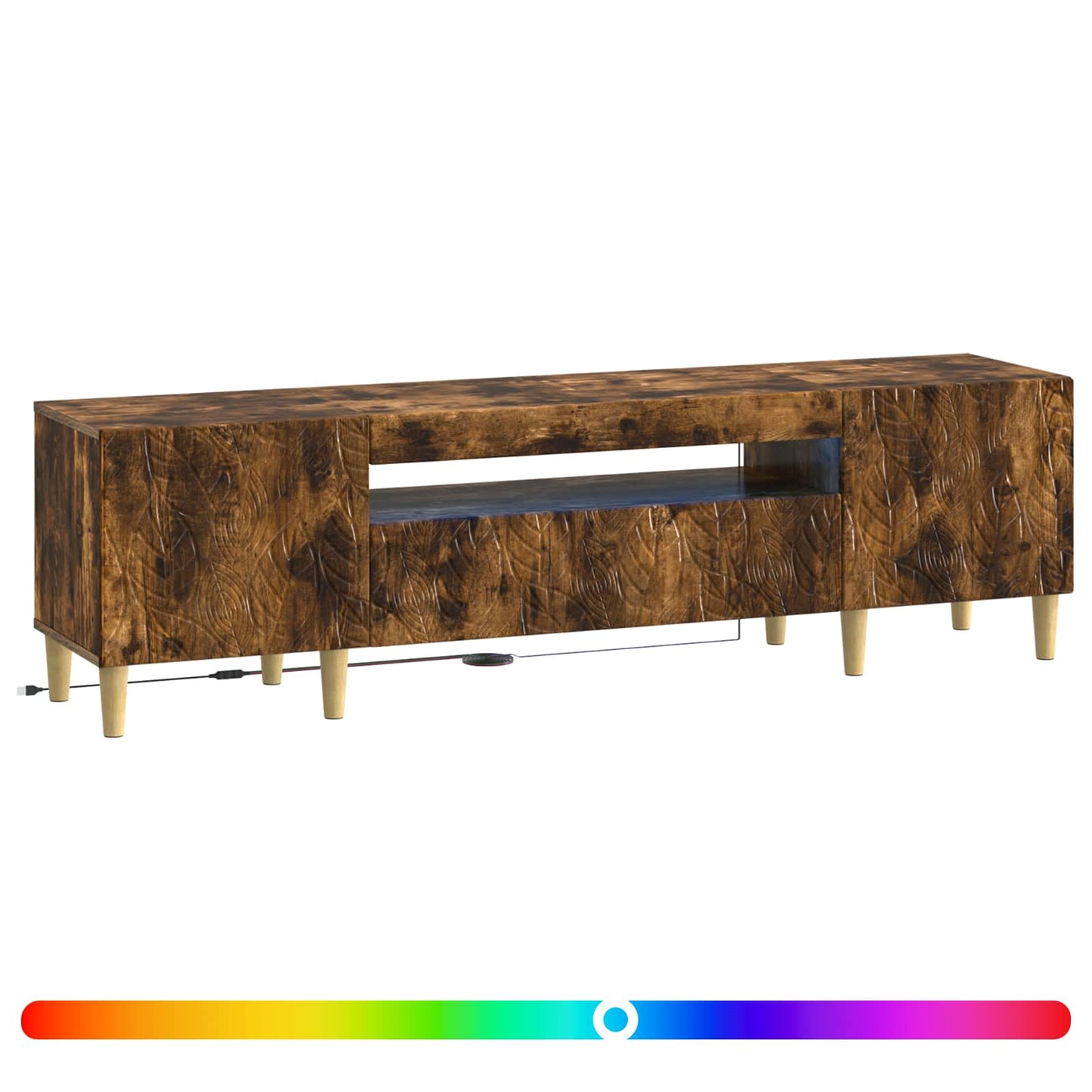 LED tv-meubel Gerookt eiken Bewerkt hout