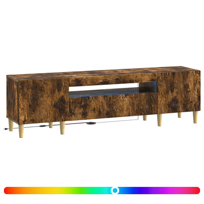 LED tv-meubel Gerookt eiken Bewerkt hout