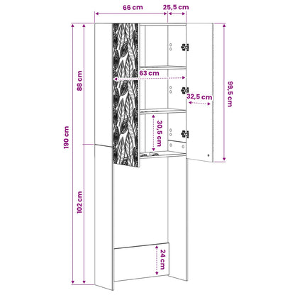 Toiletkast DELFT Hoogglans Wit 66 x 25,5 x 190 cm Bewerkt hout