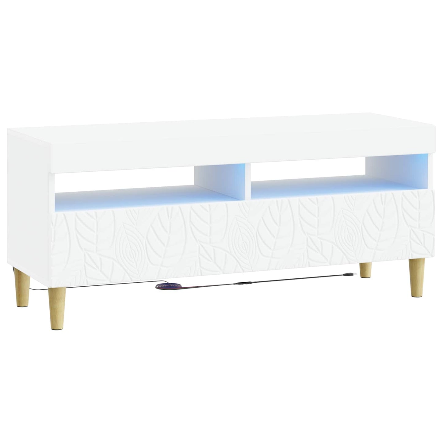 LED tv-meubel Wit Bewerkt hout