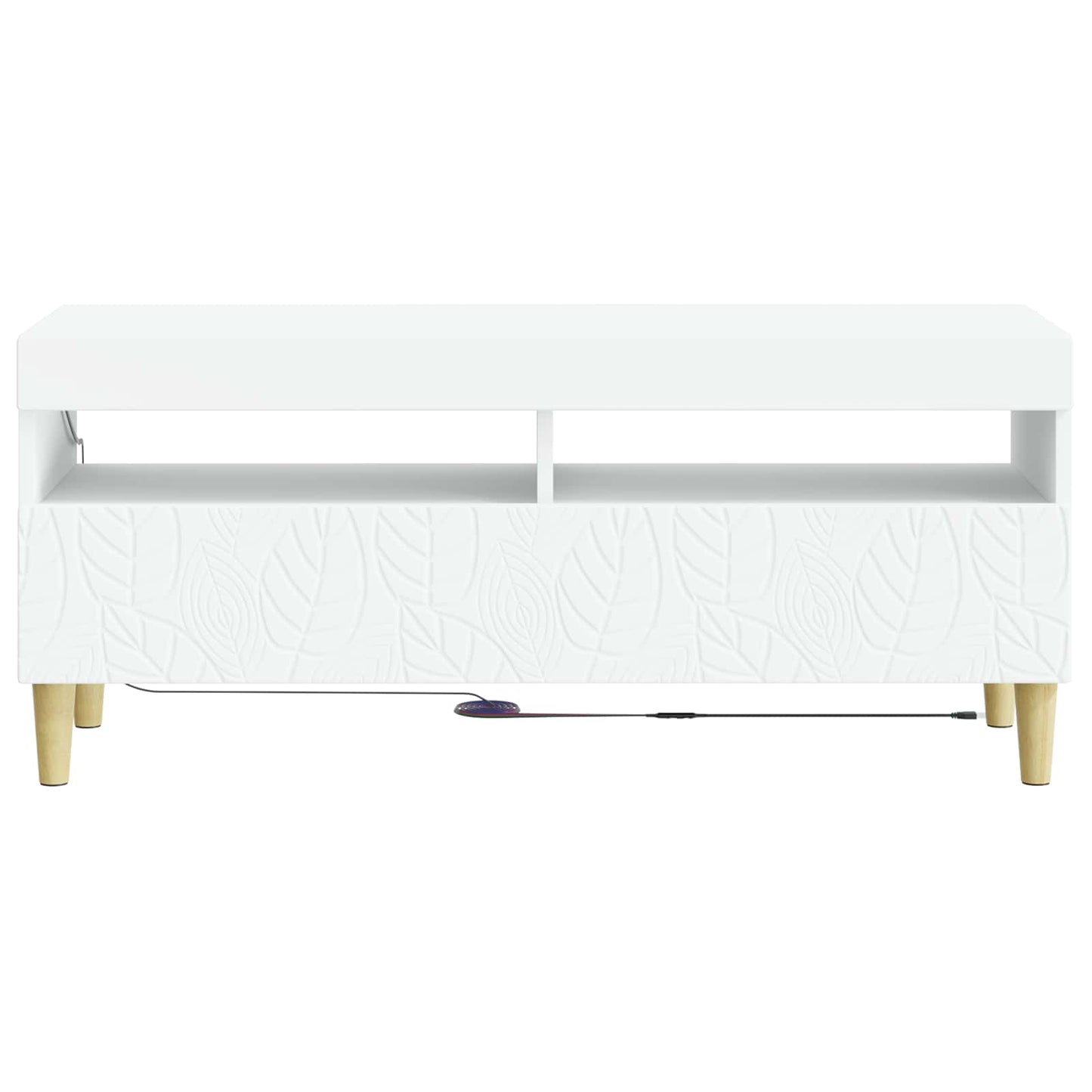 LED tv-meubel Wit Bewerkt hout