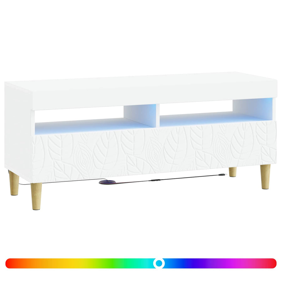 LED tv-meubel Wit Bewerkt hout