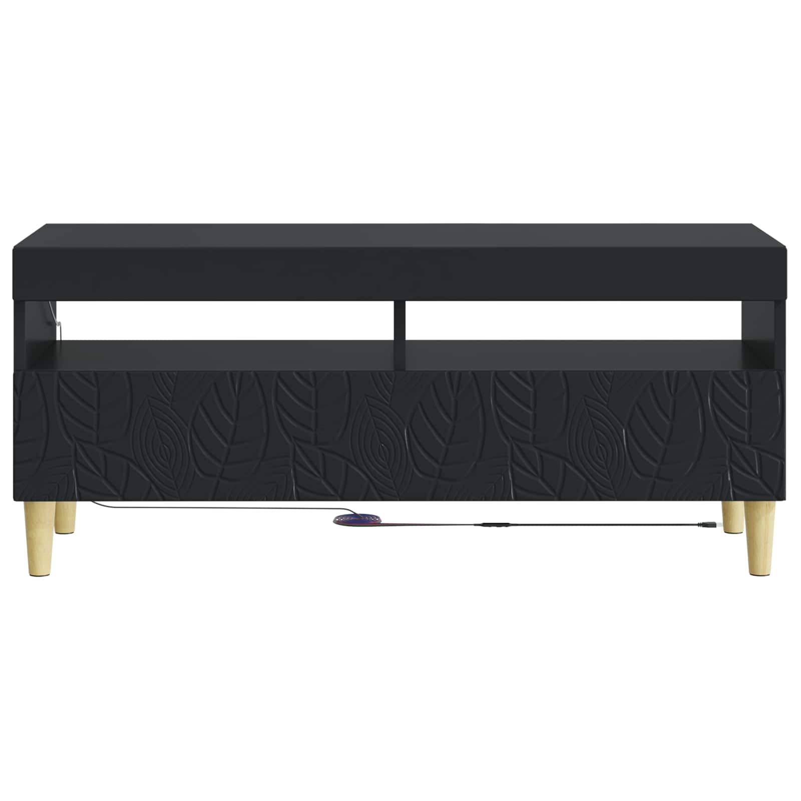 LED tv-meubel Zwart Bewerkt hout