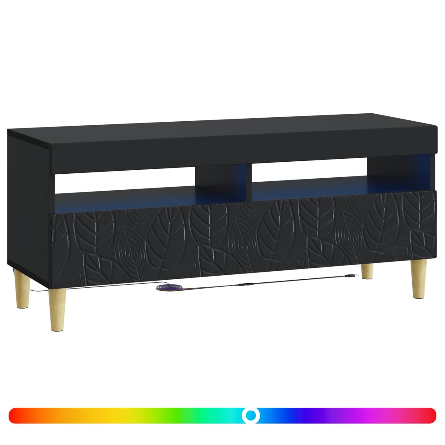 LED tv-meubel Zwart Bewerkt hout