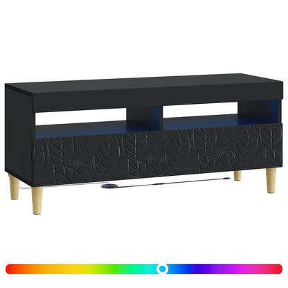 LED tv-meubel Zwart Bewerkt hout