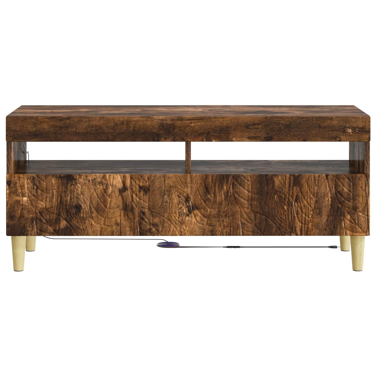 LED tv-meubel Gerookt eiken Bewerkt hout