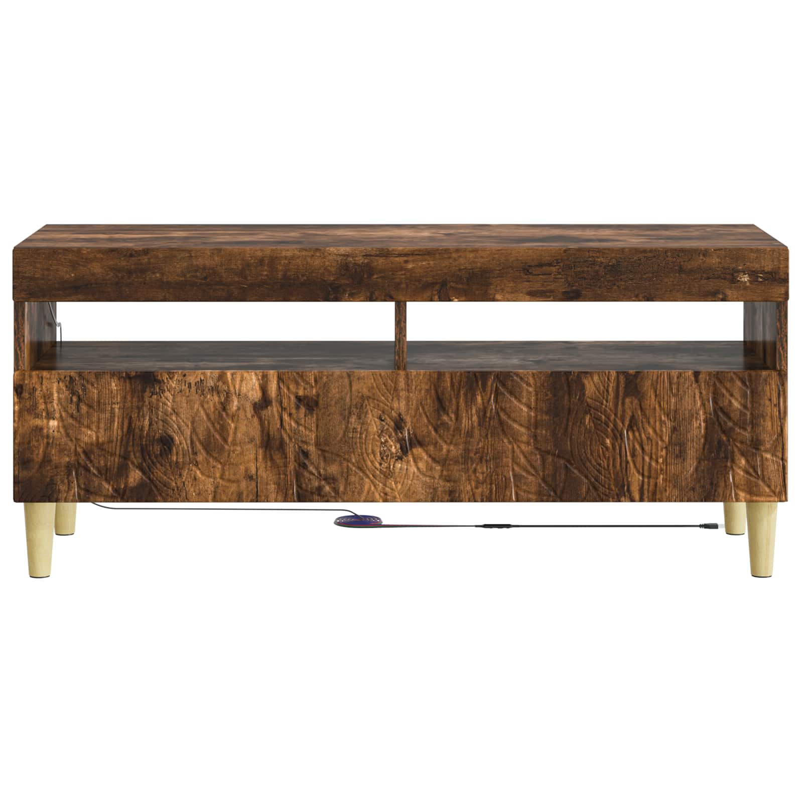 LED tv-meubel Gerookt eiken Bewerkt hout