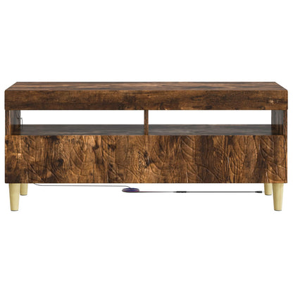LED tv-meubel Gerookt eiken Bewerkt hout