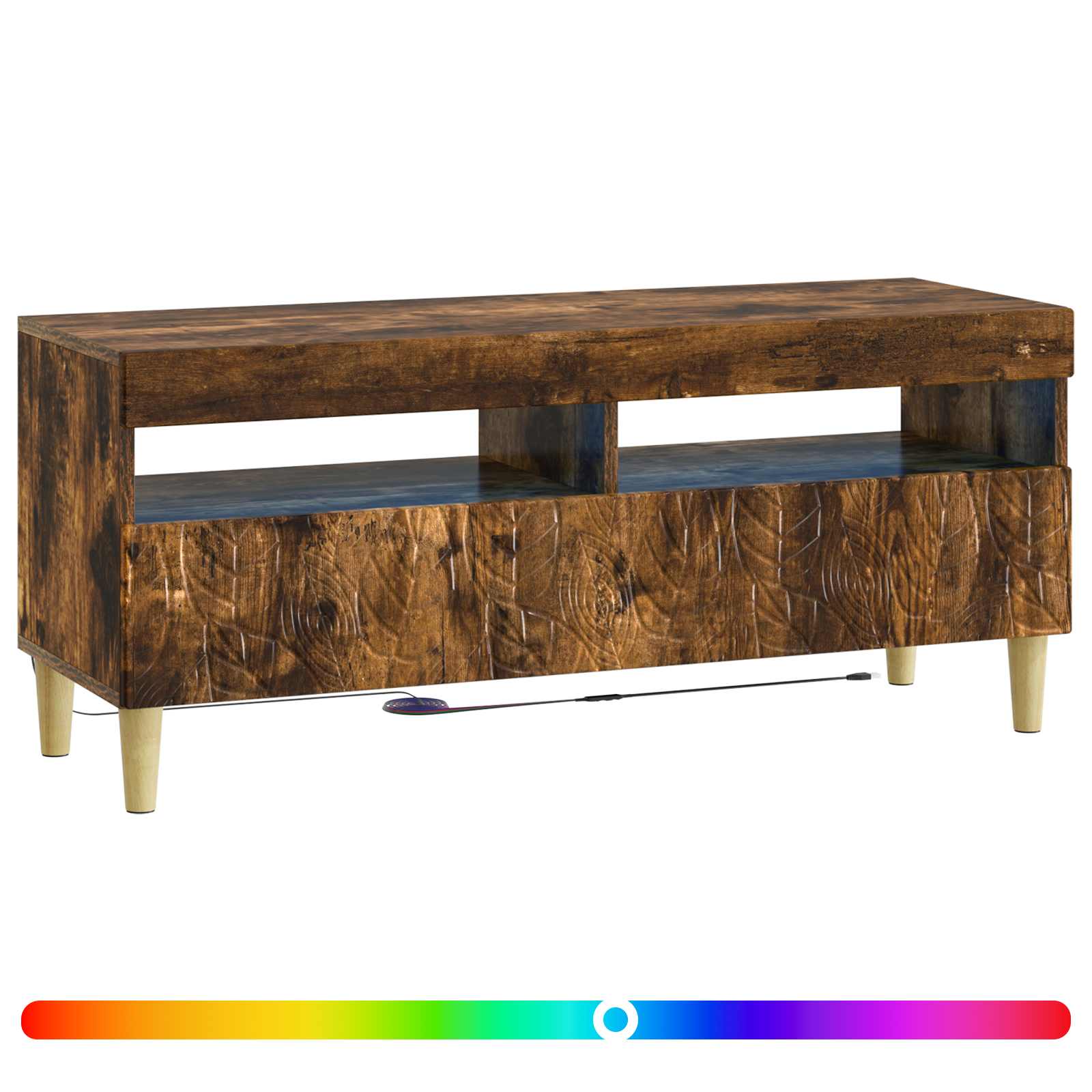 LED tv-meubel Gerookt eiken Bewerkt hout