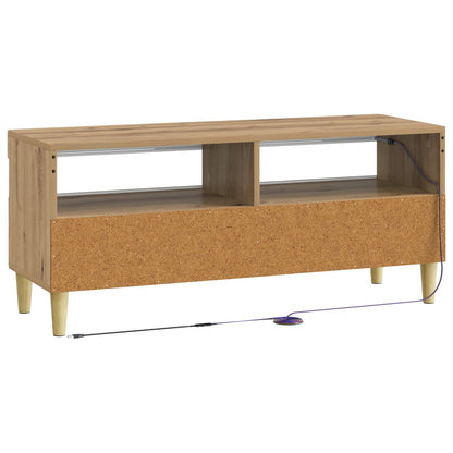 LED tv-meubel Artisanaal eiken Bewerkt hout