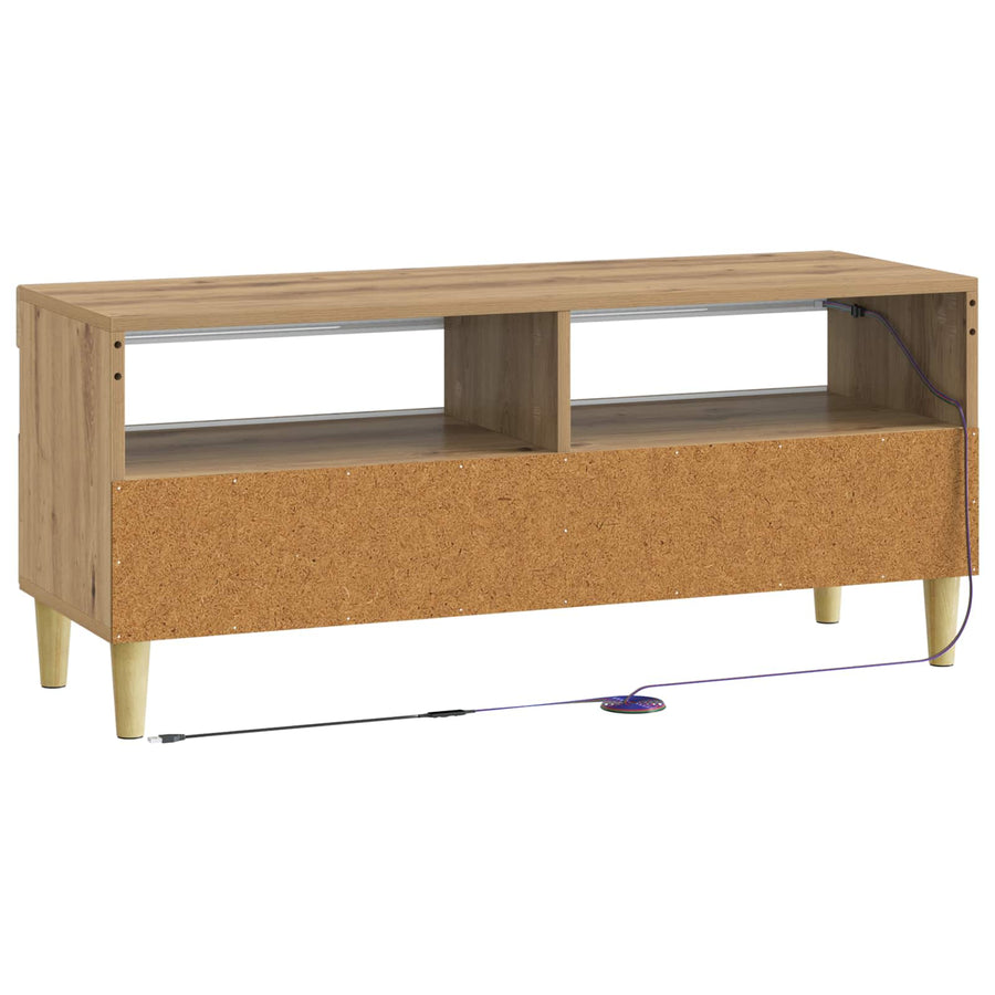 LED tv-meubel Artisanaal eiken Bewerkt hout