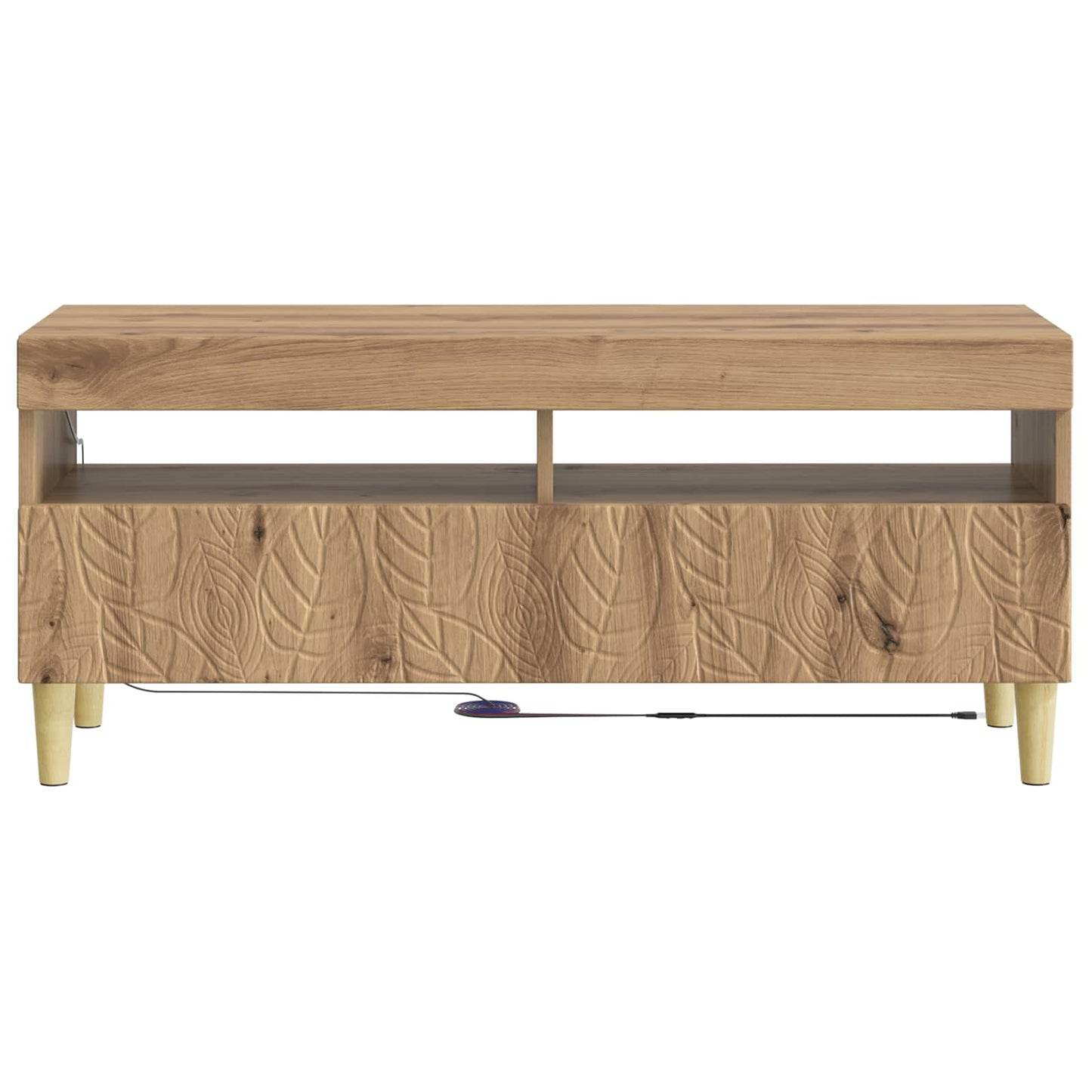 LED tv-meubel Artisanaal eiken Bewerkt hout