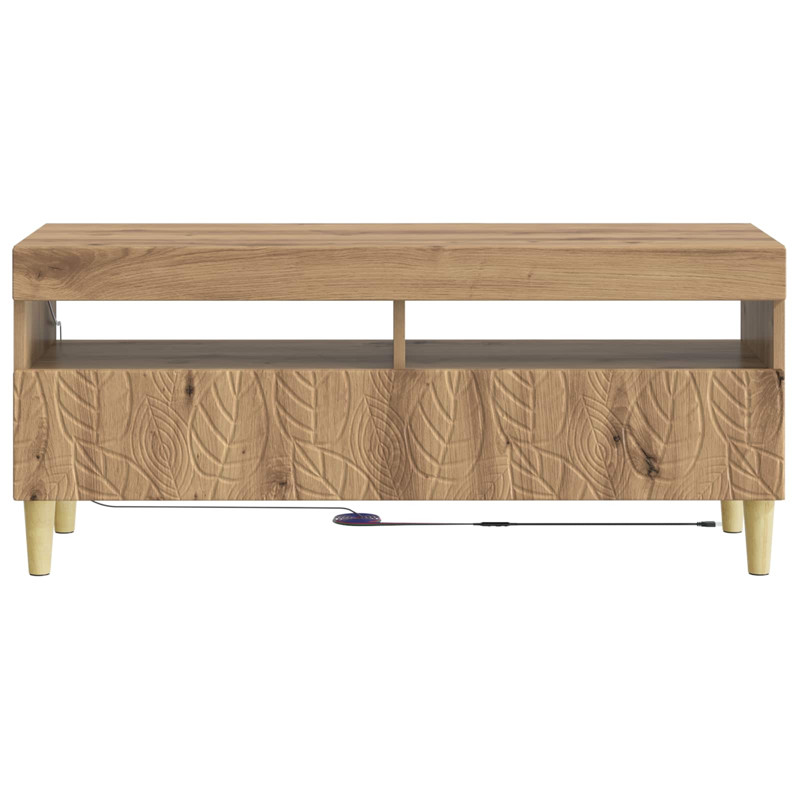 LED tv-meubel Artisanaal eiken Bewerkt hout