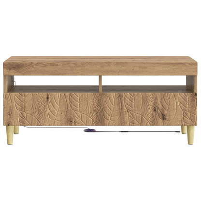 LED tv-meubel Artisanaal eiken Bewerkt hout