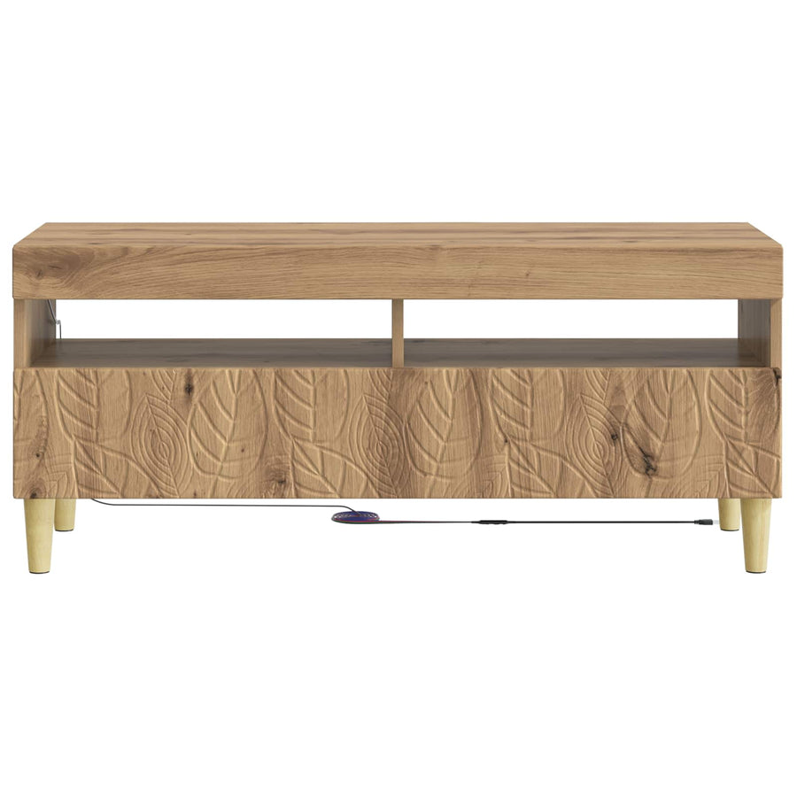 LED tv-meubel Artisanaal eiken Bewerkt hout