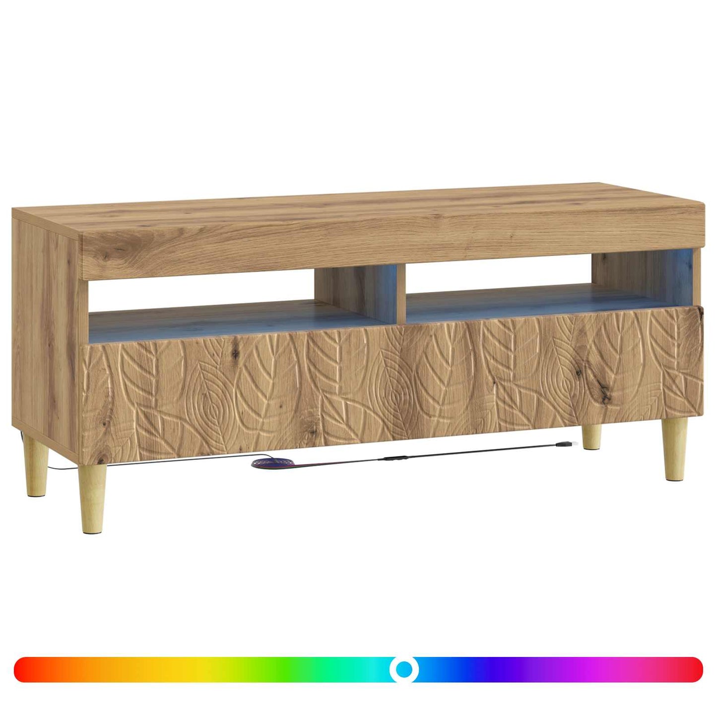 LED tv-meubel Artisanaal eiken Bewerkt hout