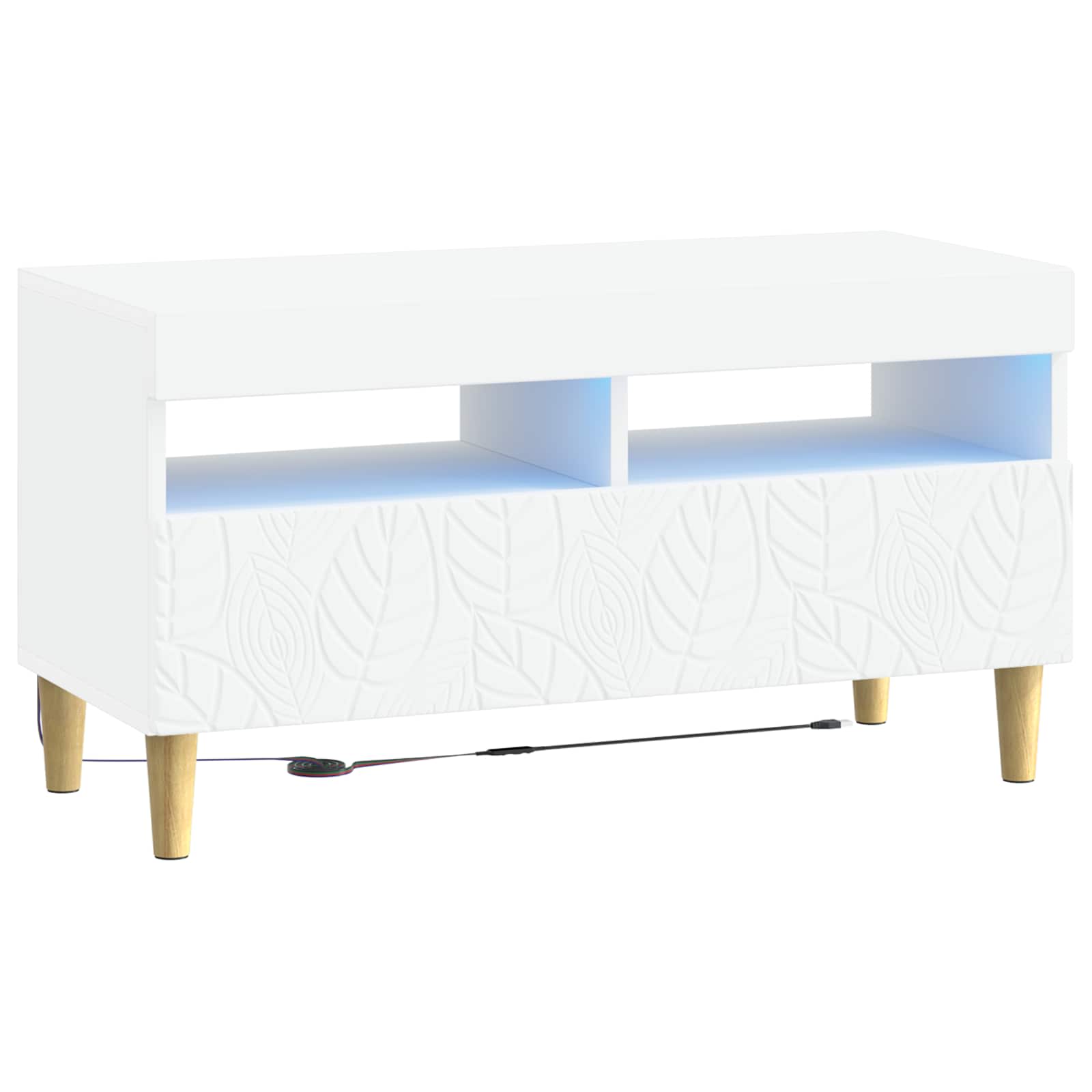 LED tv-meubel Wit Bewerkt hout