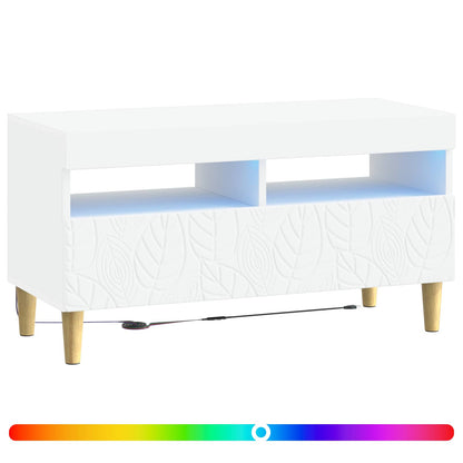 LED tv-meubel Wit Bewerkt hout