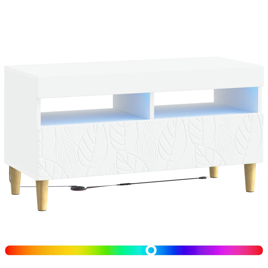 LED tv-meubel Wit Bewerkt hout