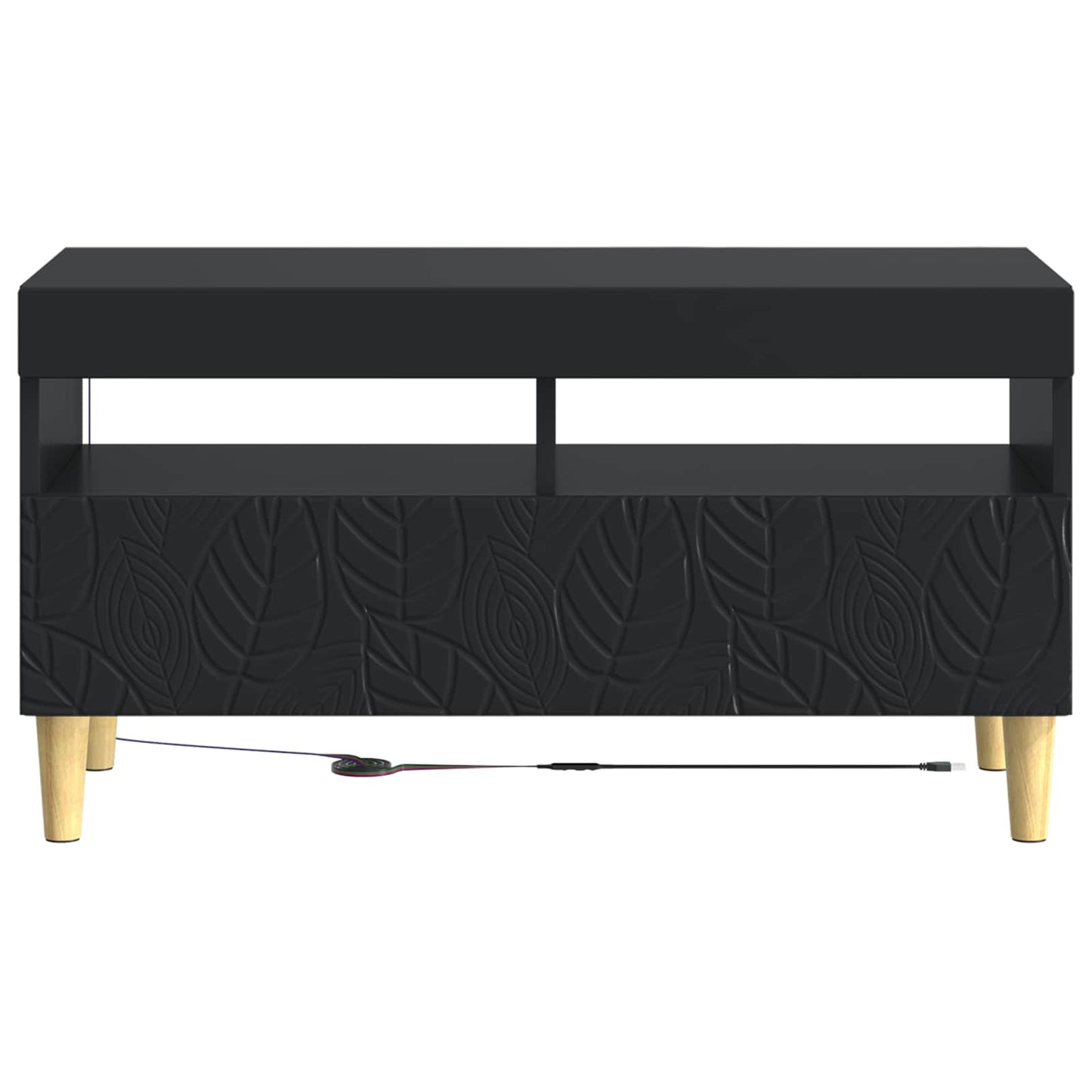 LED tv-meubel Zwart Bewerkt hout