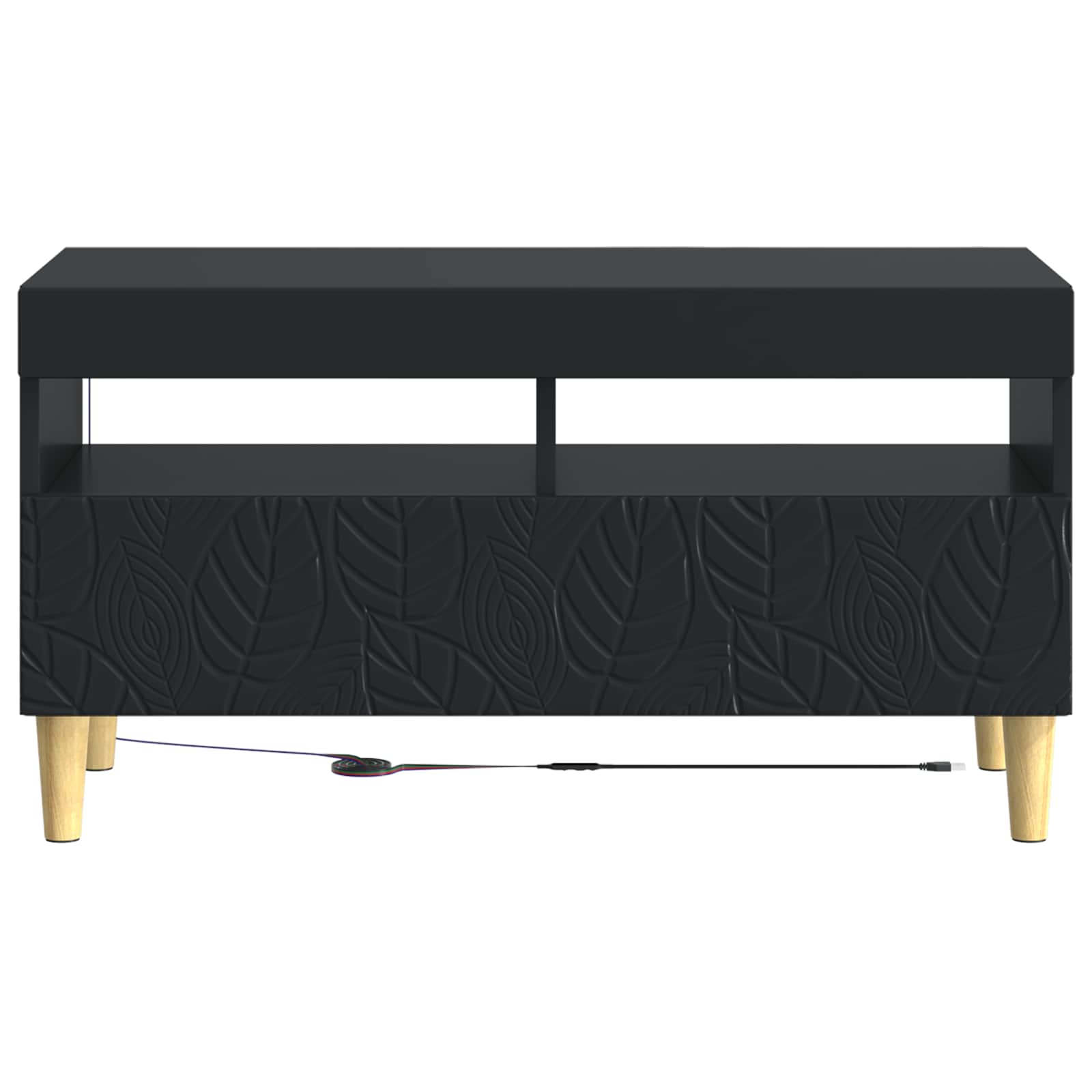 LED tv-meubel Zwart Bewerkt hout